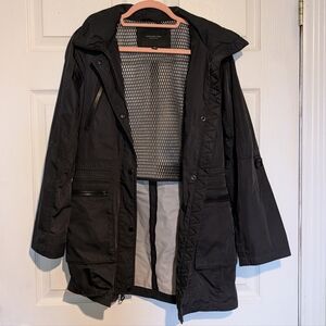 Black utility rain jacket